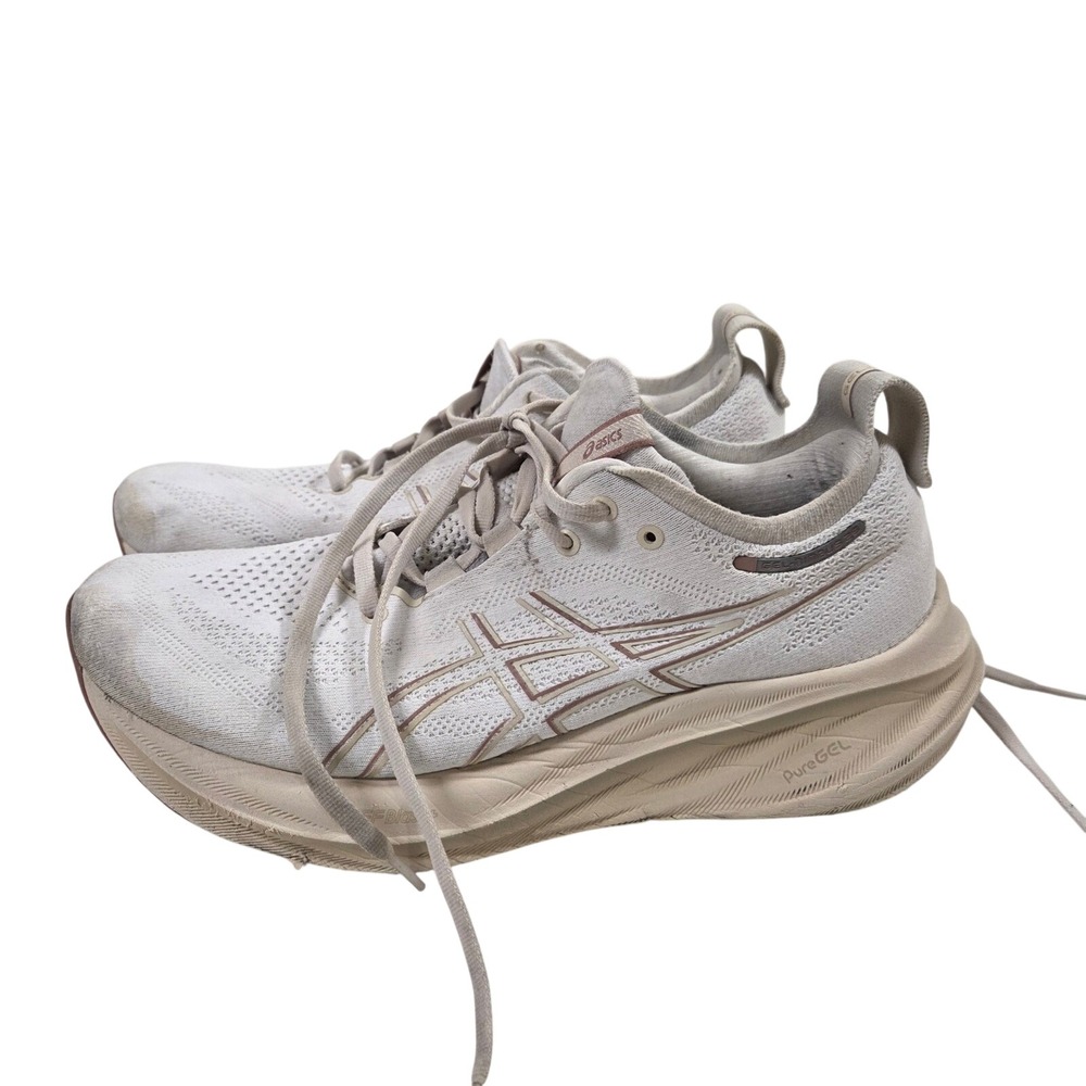ASICS Gel-Nimbus 25 Womens Running Shoes White Rose Gold 1012B693 Size 10